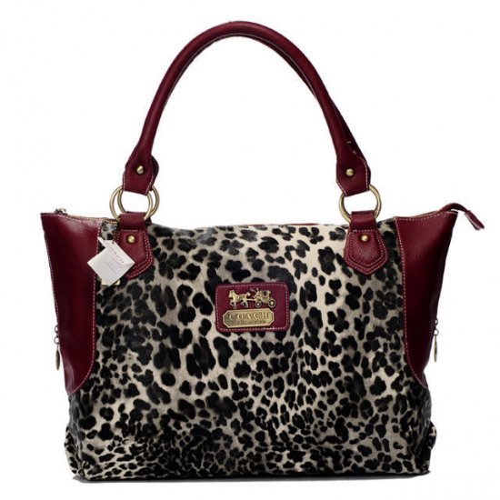 Coach Leopard Fur Large Red Totes BAI | Women